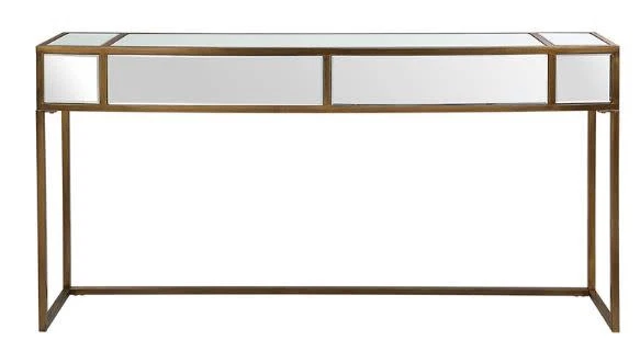 Uttermost 25286 Reflect Console Table Brushed Aged Gold and Mirrored Accents