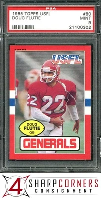 1985 TOPPS USFL #80 DOUG FLUTIE RC HEISMAN GENERALS PSA 9 - Image 1 of 4