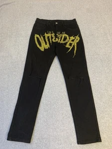 Jeans Life Of An Outsider Uomo 28x28 Slim Strass Nero Streetwear Punk Raro - Foto 1 di 9