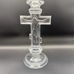 Vintage Russischer Kristall Kruzifix Kerzenhalter 24% PbO Handarbeit Gusev Fabrik - Bild 1 von 6