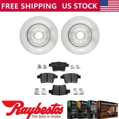 Rear Brake Rotors + Ceramic Brake Pads Hardware For 2005-2007 Ford Five Hundred - Image 1 of 4
