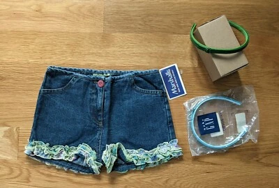 Bermuda jeans Little Mass tamanho 6 6x nova com etiquetas BOHEMIAN RHAPSODY azul verde gap cabelo - Imagem 1 de 4