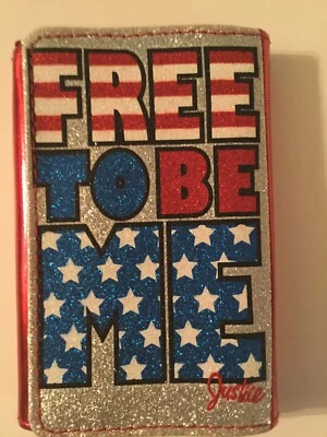 New Years Justice wallet coin purse Free to be me glitter stars stripe red  - Image 1 of 4