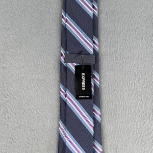 Express Necktie Gray Purple Striped Silk Blend New NWT - Picture 1 of 10