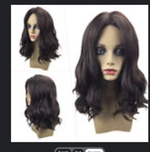 Peluca completa de mujer 42 cm marrón mediana cabello rizado largo hasta el hombro ondulado con disfraces fiesta fiesta - Imagen 1 de 1