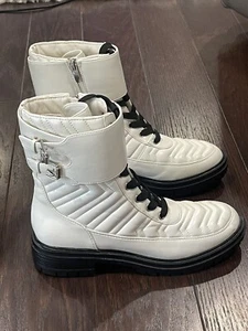 Nine West Damen-Schnürstiefel Steppoptik Reißverschluss Combat 9M NEU schick Y2K - Bild 1 von 8