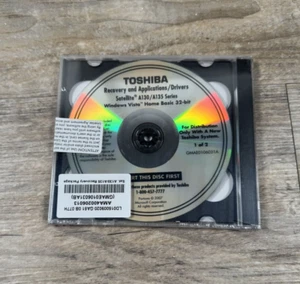 Toshiba Recovery and Applications Drivers Satellite A130 A135 Series Disc - Picture 1 of 3