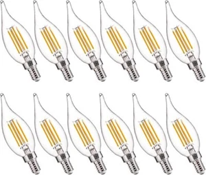 12 Pack Dimmable E12 LED Candle Light Bulbs Vintage Chandelier Candelabra Bulb - Picture 1 of 16