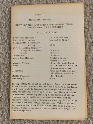 Knight KN-830 AHC Manual Foto 1 de 3