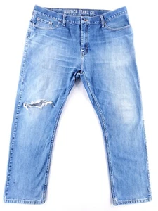 Nautica Relaxed Fit Straight Distressed Med Wash Denim Blue Jeans Mens Sz 42x32 - Picture 1 of 12