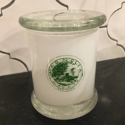 MAGNOLIA Waco Tx Empty Clean Candle Jar With Lid White W/Logo Rare 12 Oz EUC - Image 1 of 4