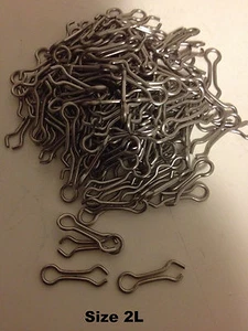 SIZE 2 LONG STAINLESS STEEL SINKER EYES FITS HILTS & DO-IT MOLDS (300PK) - Picture 1 of 1