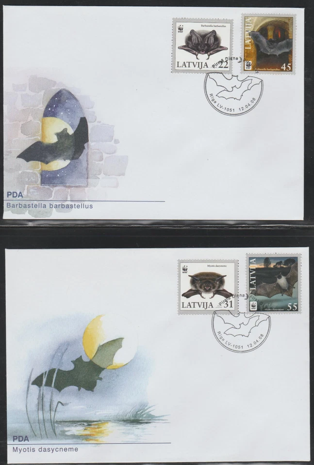 LATVIA FDC 2008, BATS - full set of FDC's - Image 1 of 1