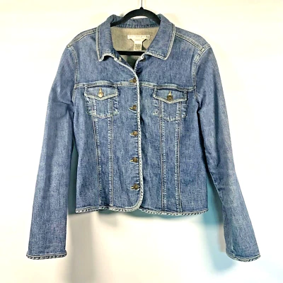 Geoffrey Beene Sport Jean Jacket Size 12 Stretch Denim Trucker Medium Wash - Image 1 of 4