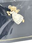 Two Tone Blonde Haired Flying Angel Pin Lapel Pin W Crystal Accented Star