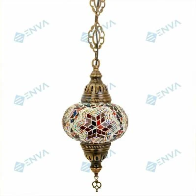 Turkish Moroccan Mosaic Ceiling Hanging Pendant Light Fixture Lamp - Free Bulb - Image 1 of 4