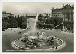 Postal RPPC Roma Fontana Delle Najadi E Stazione DI Termini publicada 1955 - Imagen 1 de 2