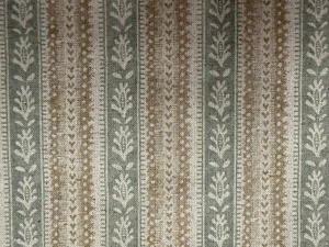 Salford Stripe Fabric Linen Cotton GREEN BEIGE Curtain Blind Cushions - Picture 1 of 8