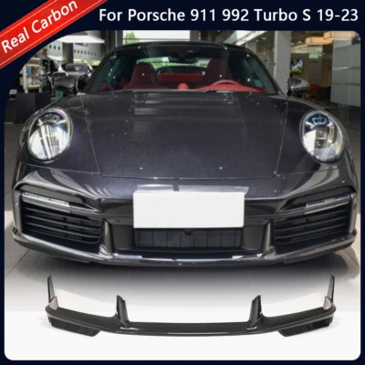 For Porsche 911 992 Turbo S 19-23 Real Carbon Front Bumper Lip Spoiler  - Image 1 of 4
