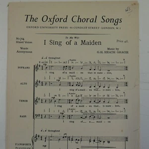 Chorpartitur G H HEATH GRACIE i sing of a maiden SATB - Bild 1 von 1