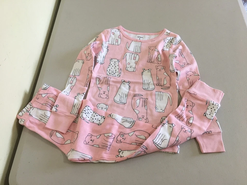 Carter's Girls Pink Dog Puppy Pajama Set Long Sleeve Long Pants Toddler Kids - Image 1 of 1