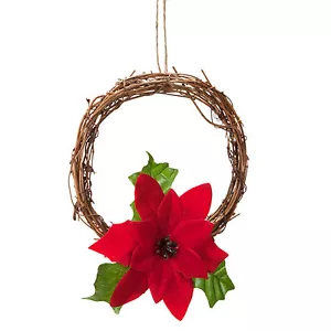 Natale 15cm Mini da Parete Porta Ghirlanda Con Rosso Stella di Natale - Foto 1 di 2