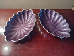 2 Julia Knight 8.5 x 5.5" Serving Peony Bowl Tray Scalloped Dish --- Amethyst - Picture 1 of 4