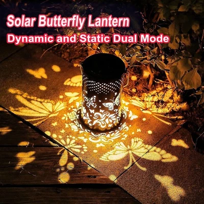 Hanging Solar Light Lantern Butterfly LED Outdoor Garden Lamp Waterproof Decor - Image 1 of 4