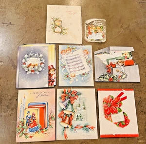 Posten SELTEN 8 Vintage 1940er Weihnachtskarten gestanzt Fenster ausziehbar Mini Seiten klar - Bild 1 von 22