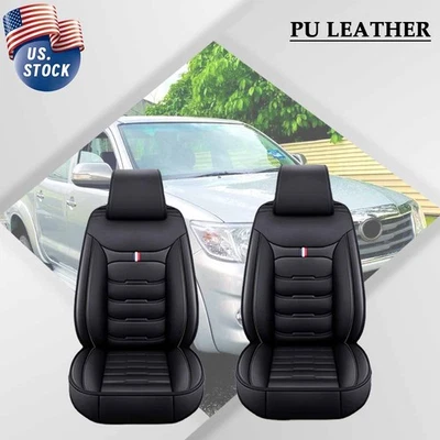 2 Packs Black PU Leather Car Front Seat Covers Protector For Toyota For Hilux AT Foto 1 de 4