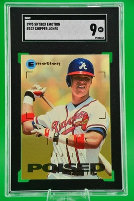 Skybox Emotion #102 Chipper Jones 1995 novato/RC Atlanta Braves Salón de la fama SGC 9 Foto 1 de 2