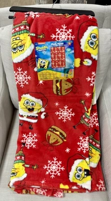 NEW SpongeBob SquarePants Krabby Pattie Christmas Throw Blanket 50”x70” - Image 1 of 4