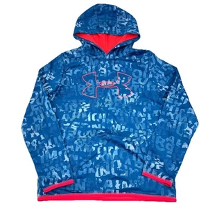 Under Armour Hoodie Girls Large Blue Pink Sweatshirt Sweater Youth Performance - Picture 1 of 10