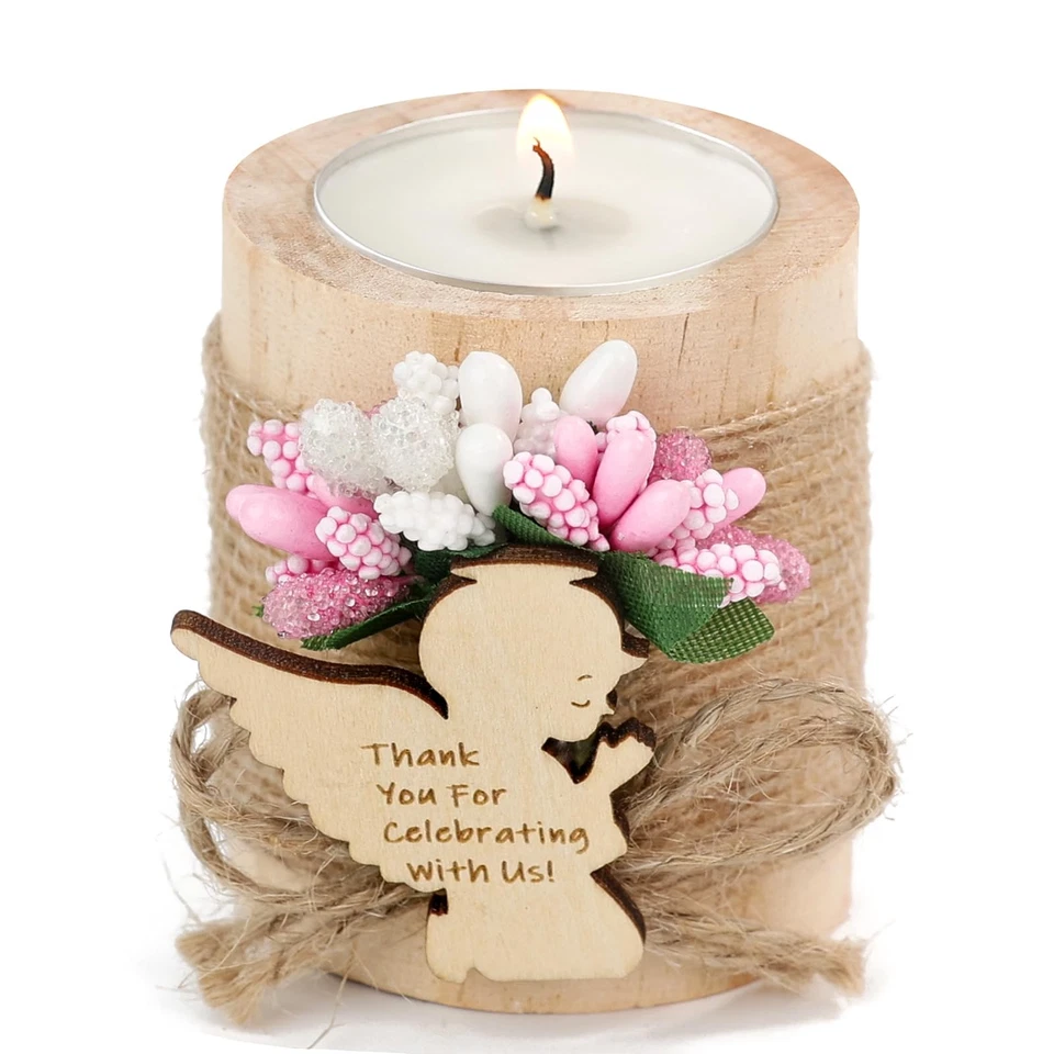 Candelabros de té de madera hechos a mano de 10 piezas, regalo de bautizo, fiesta de cumpleaños para bebés F... Foto 1 de 4