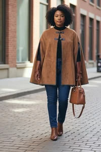 Poncho Katie Todd para mujer XL imitación gamuza marrón sin mangas - Imagen 1 de 3