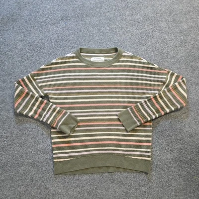 Top REI Co Op para Mujer Talla XS Verde Rosa Rayas Térmico Waffle Tejido Capa Informal Foto 1 de 4