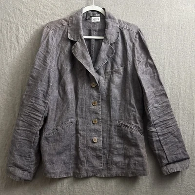 Eileen Fisher Women's Size 12 Purplish Linen Button Up Collared Jacket - Image 1 of 4