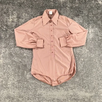 Body Camisa De Colección Sears Para Mujer Grande Nylon Entrepierna a Presión Cuello Grande Discoteca Años 70 Foto 1 de 4