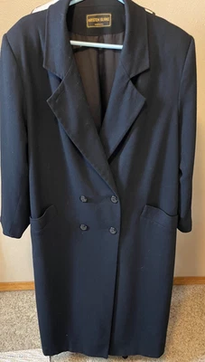 Kristen Blake Merino Wool Double Breasted Long Coat, Black, Lined, Plus Size 20W - Image 1 of 4