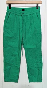 J Crew Linen Cotton Blend Drawstring Pants Womens 0P Vintage Kelly Green Petite - Picture 1 of 8