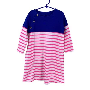 Gymboree Girls Dress Size 8 Blue White Pink Striped Long Sleeve Buttons - Picture 1 of 12