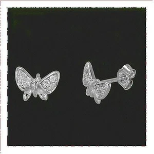  Ohrstecker Ohrring Schmetterling 925 Silber stabil massiv mit Zirkonia Kinder - Imagen 1 de 1