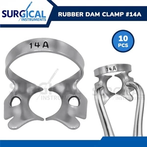 10 Pcs Endodontic Rubber Dam Clamps #14A Stainless Steel German Grade - Picture 1 of 8