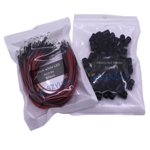 5mm 9V-12V 2Pin Round Pre-wired water Clear led with Plastic Holder 10-100PCS - Picture 1 of 11