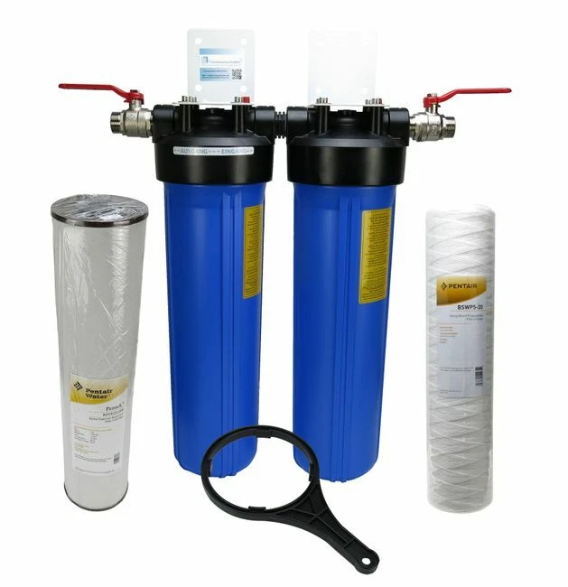 Domestic Water Filter Well Filter 20" Big Blue Pentek Double - Sediment - Iron - Image 1 of 1