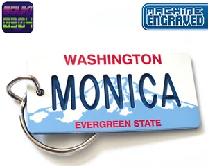 Personalized Washington Keychain - Custom Name License Plate - Key Ring Tag - Picture 1 of 12