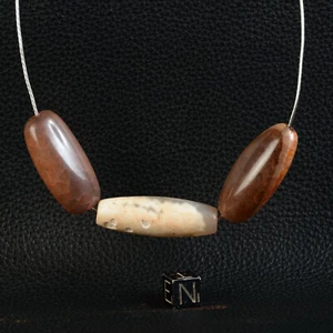 Lot de 3 perles DZI Anciennes Tibet Himalaya création collier - Picture 1 of 3