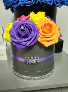 Luxury Artificial Rose Flower Round Hat Box Birthday Anniversary Present gift - Picture 1 of 11