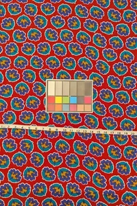Vintage Red/Purple/Teal Floral Print Cotton Woven Fabric 44"W - 4 Yds - Picture 1 of 6