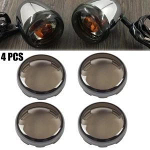 4x Turn Single Light Lens Cover Smoke For Harley Sportster Street Glide Dyna - Picture 1 of 10
